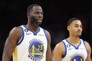 Golden State Warriors All-Star forward Draymond Green and teammate Jordan Poole